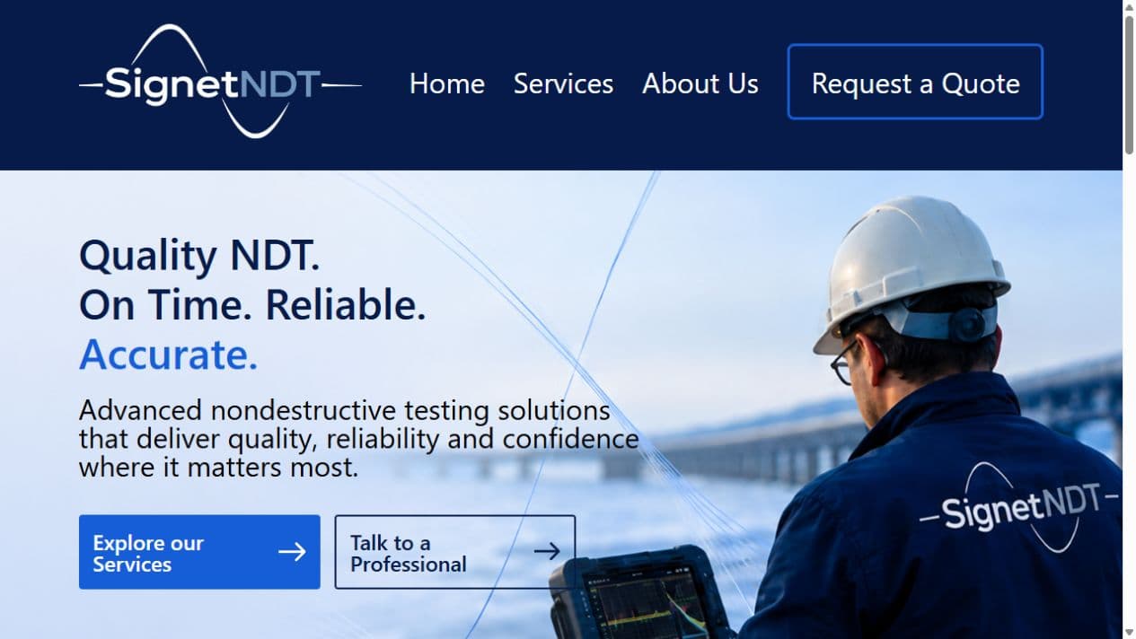 Signet NDT website preview
